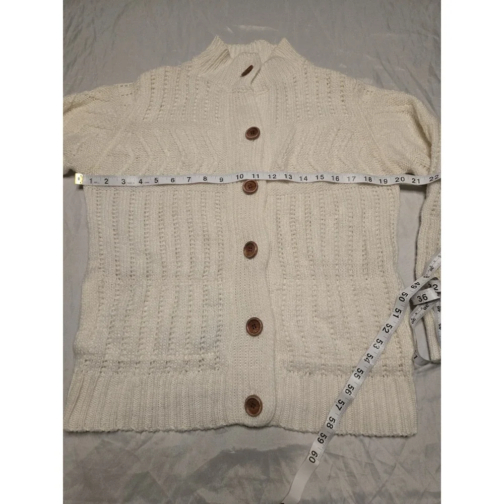 Vtg Fantastic Brand Off White‎ Cream Button Knit Cardigan Womens Medium